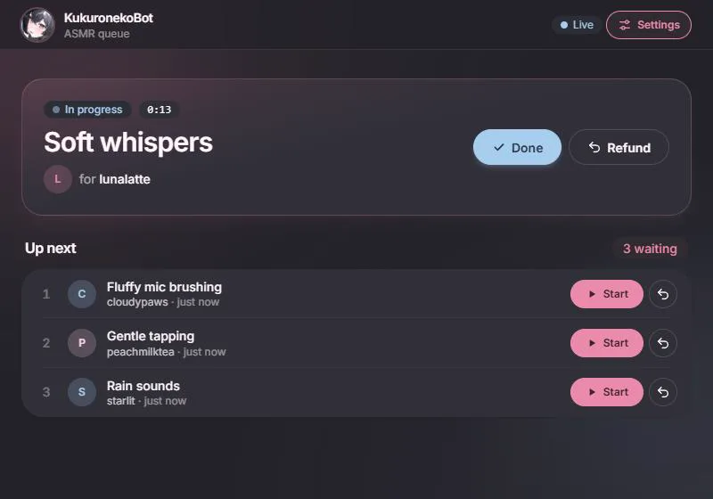KukuronekoBot dashboard