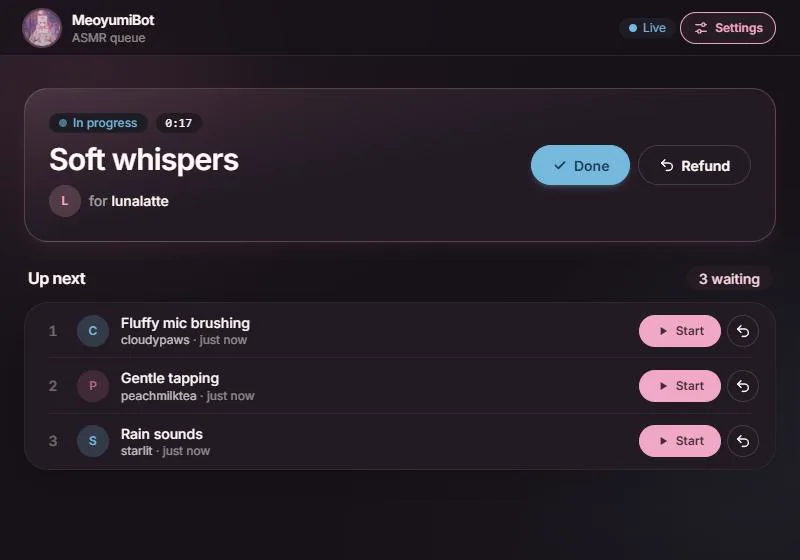 MeoyumiBot dashboard